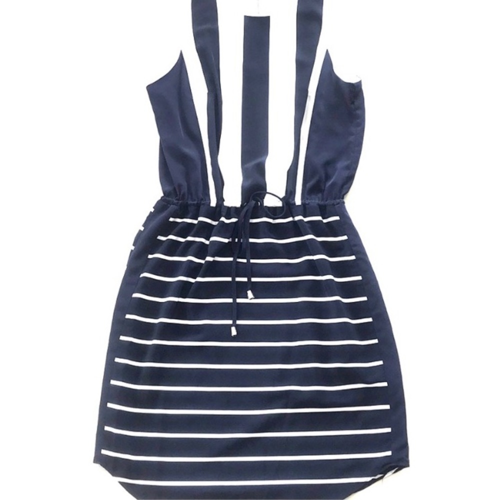 Vince Camuto Navy Blue and White Dress Size 10